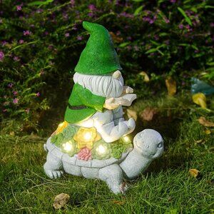 Solar turtle gnome statue